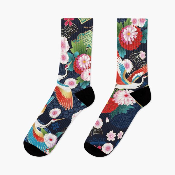Item preview, Patrón japonés de primavera con abanicos y grullas. designed and sold by OneCreativeArt.