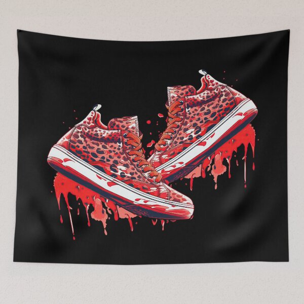 Item preview, Colorful Leopard Red Black Dripping Sneakers - Cool Street Shoes designed and sold by WallGemsArt.