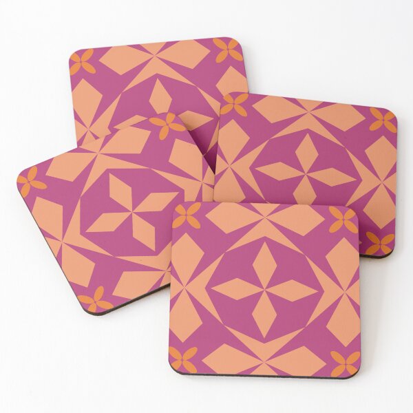Item preview, Mirrored geometric shapes | orange and berry | seamless repeat pattern designed and sold by colorofmagic.