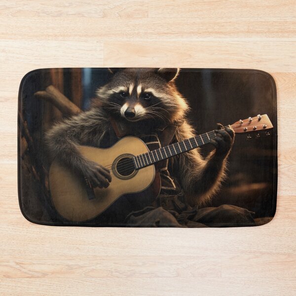 Artikelvorschau, Waschbär spielt eine Akustikgitarre entworfen und verkauft von exitbird.