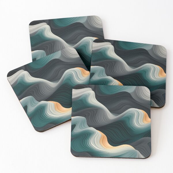Item preview, Elegant Abyss: Teal and Charcoal Wave Interplay designed and sold by VectorPlace.