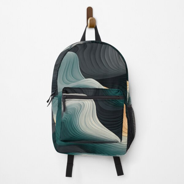 Item preview, Elegant Abyss: Teal and Charcoal Wave Interplay designed and sold by VectorPlace.