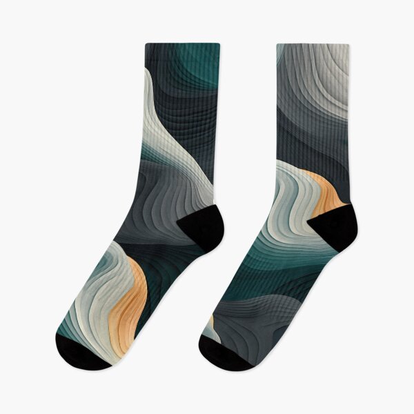 Item preview, Elegant Abyss: Teal and Charcoal Wave Interplay designed and sold by VectorPlace.
