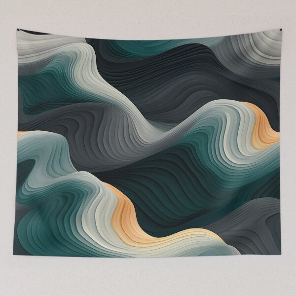 Item preview, Elegant Abyss: Teal and Charcoal Wave Interplay designed and sold by VectorPlace.