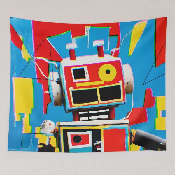 Item preview, The frazzled robot with chromatic abberations reminiscent of its mind designed and sold by ObliqArtworks.