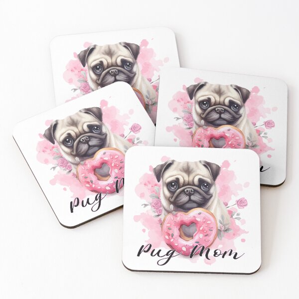 Item preview, Romantic Mom Pug with Lovely Donut designed and sold by Anastasiia Yurevych.
