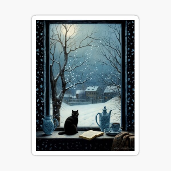 Item preview, Black Cat By The Winter Window designed and sold by CamilleNorris.