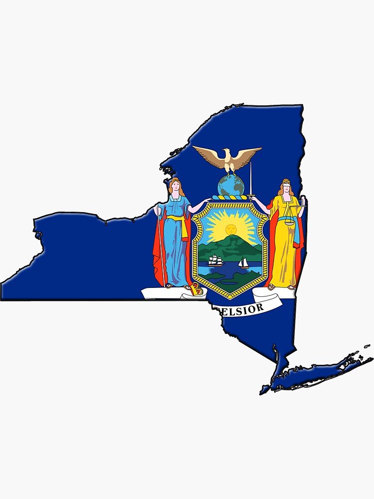 "New York State Flag & Outline" Sticker by Davedinho | Redbubble