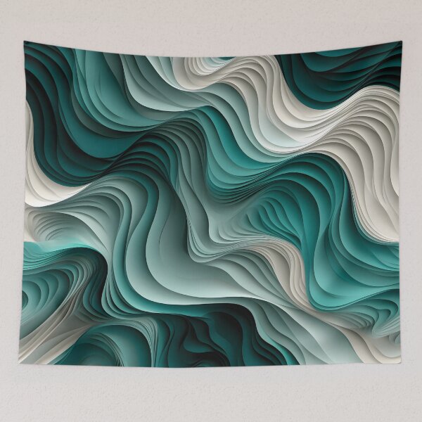 Item preview, Emerald Swirls: Abstract Elegance in Wave Form designed and sold by VectorPlace.