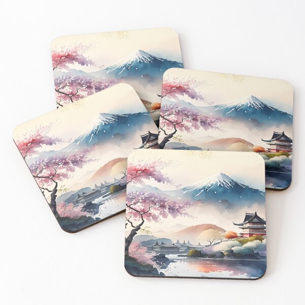 Item preview, Japanese watercolor relaxing landscape  designed and sold by DreamyArtStudio70.