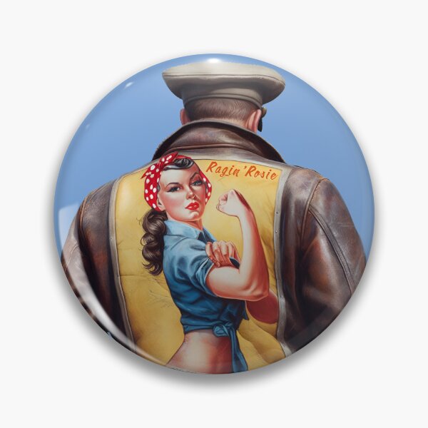 Item preview, Vintage WW2 Bomber Girls aviation pinup artwork - Ragin' Rosie the Riveter designed and sold by Bombergirls.