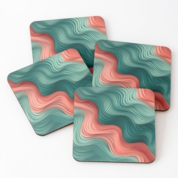 Item preview, Aqueous Ribbons: Serpentine Waves in Coral and Teal designed and sold by VectorPlace.