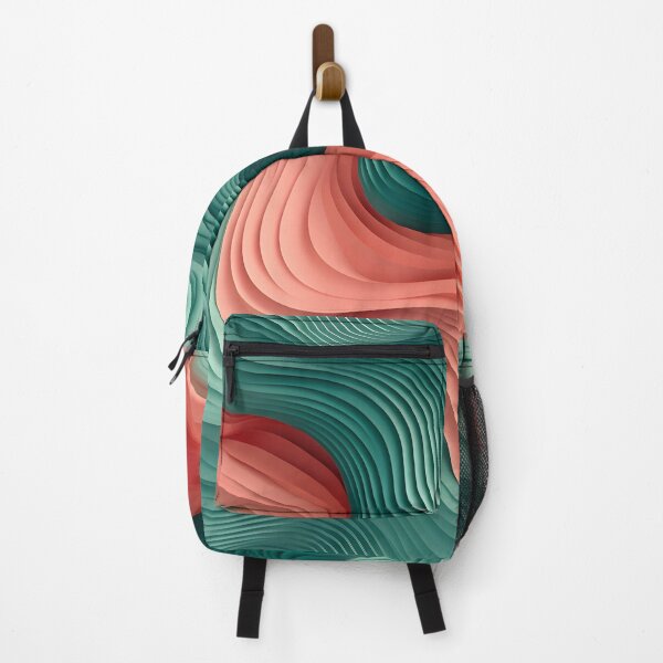 Item preview, Aqueous Ribbons: Serpentine Waves in Coral and Teal designed and sold by VectorPlace.