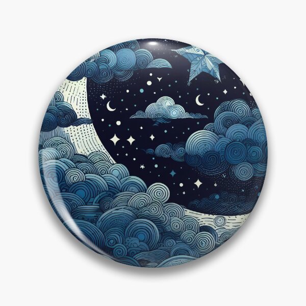 Item preview, night sky cobalt moon and clouds designed and sold by KReasem.