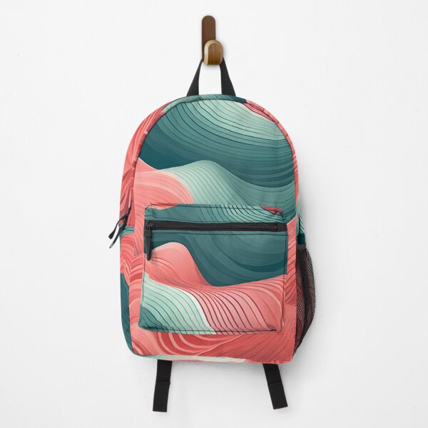 Item preview, Rippling Serenity: Harmonious Teal and Coral Waves designed and sold by VectorPlace.