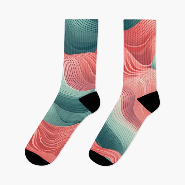 Item preview, Rippling Serenity: Harmonious Teal and Coral Waves designed and sold by VectorPlace.