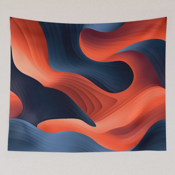 Item preview, Fiery Flux: Abstract Swirls in Midnight and Flame designed and sold by VectorPlace.