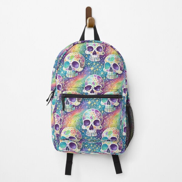 Item preview, Neon Rainbow Vibrant Abstract Skulls designed and sold by craftyvixenart.