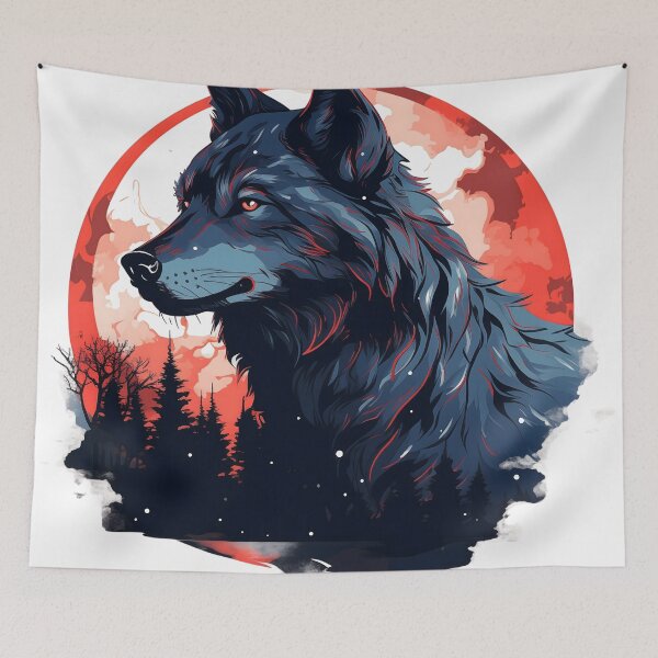 Item preview, Blue WolfDog, Red Moon designed and sold by taujiart.