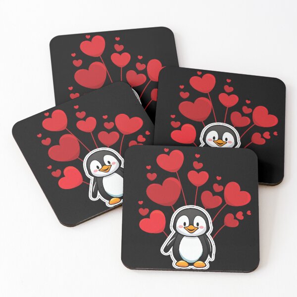 Item preview, Penguin with hearts designed and sold by ViaNature.