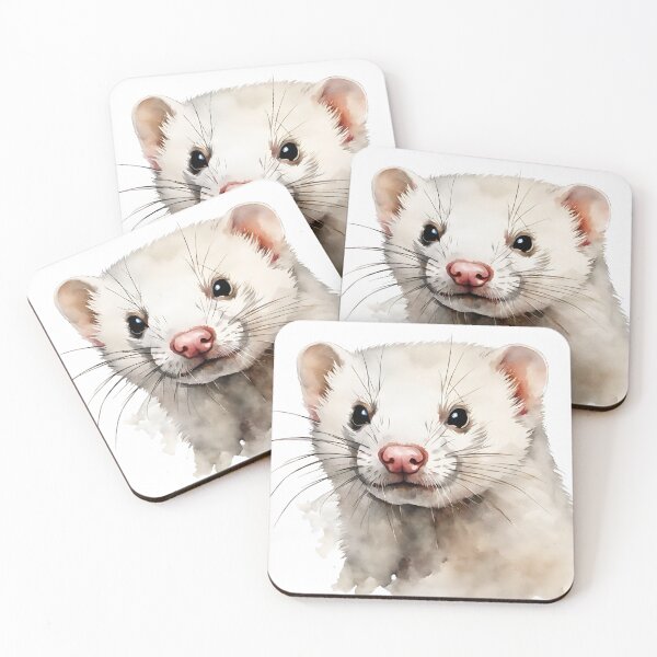 Item preview, Ferret Dark-Eyed White Watercolor Art Style designed and sold by LDJBlank.