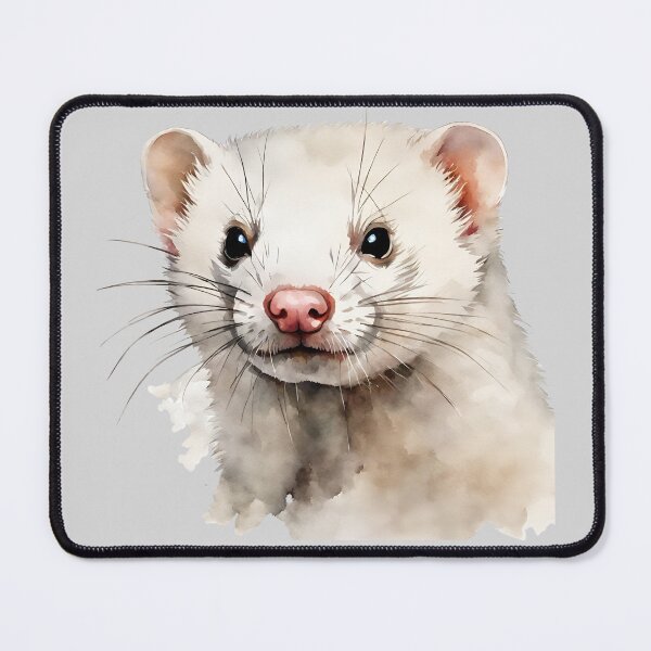 Item preview, Ferret Dark-Eyed White Watercolor Art Style designed and sold by LDJBlank.