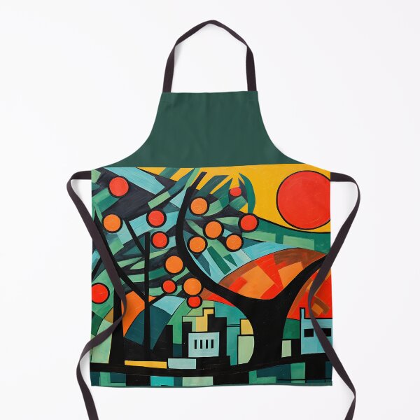 Item preview, Emerald Green and Crimson Reverie: An Orange Tree in Bold Color Blocks, Evoking Fauvist Aesthetics and Primitivist Joy designed and sold by OlfactoART Studio.