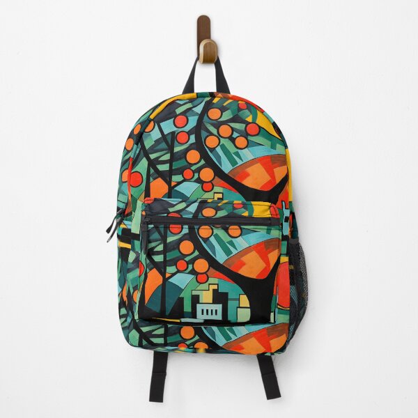 Item preview, Emerald Green and Crimson Reverie: An Orange Tree in Bold Color Blocks, Evoking Fauvist Aesthetics and Primitivist Joy designed and sold by OlfactoART Studio.