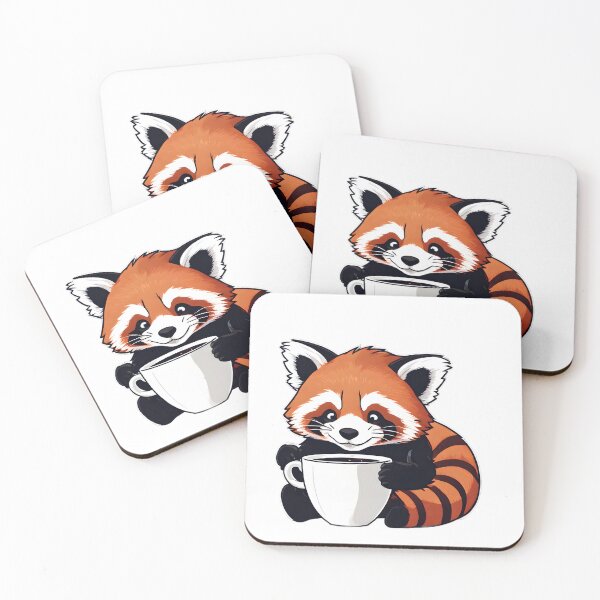Item preview, Kawaii Red Panda Drinking Coffee Design  designed and sold by VisualMotivator.