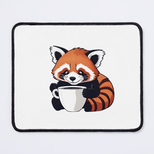 Item preview, Kawaii Red Panda Drinking Coffee Design designed and sold by VisualMotivator.