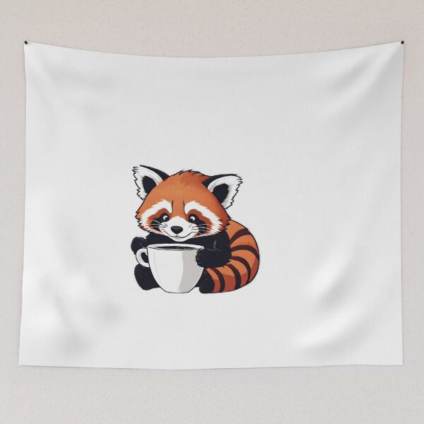 Item preview, Kawaii Red Panda Drinking Coffee Design  designed and sold by VisualMotivator.