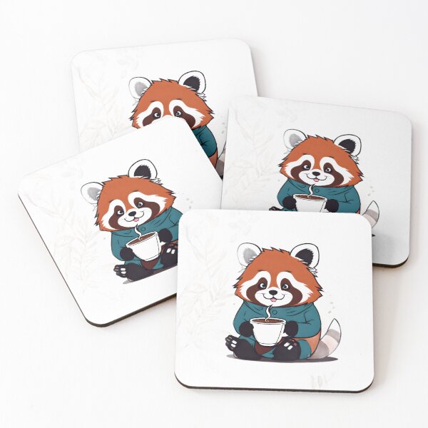 Item preview, Kawaii Red Panda Drinking Hot Coffee Design  designed and sold by VisualMotivator.