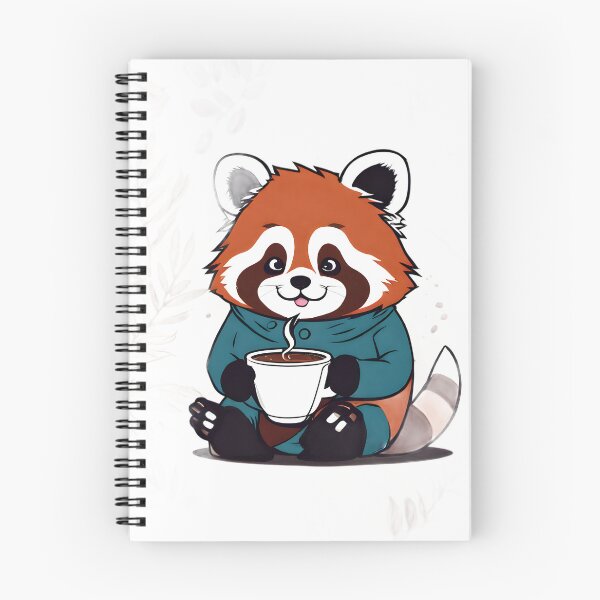 Item preview, Diseño de panda rojo kawaii bebiendo café caliente designed and sold by VisualMotivator.