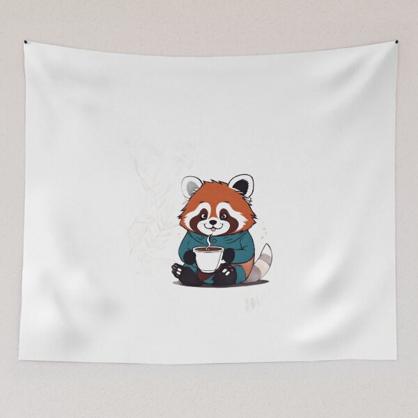 Item preview, Kawaii Red Panda Drinking Hot Coffee Design  designed and sold by VisualMotivator.