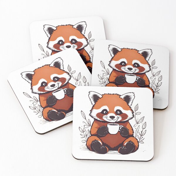 Item preview, Red Panda Drinking Coffee Design  designed and sold by VisualMotivator.