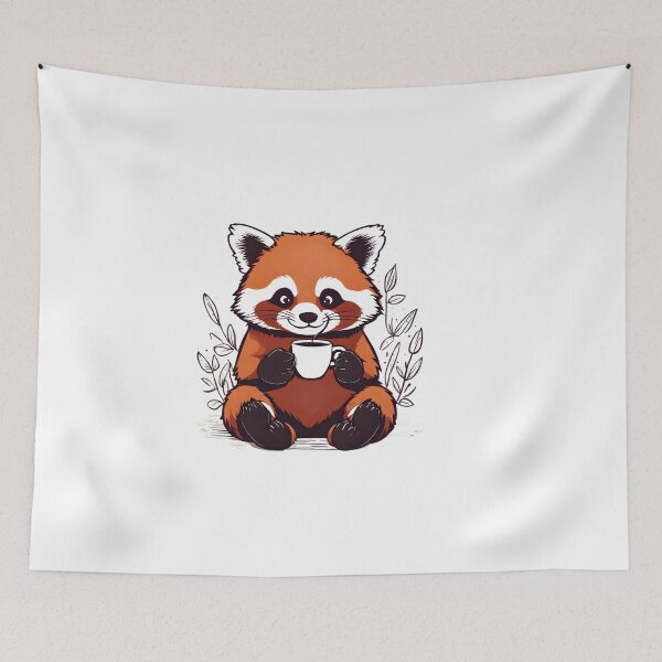 Item preview, Red Panda Drinking Coffee Design  designed and sold by VisualMotivator.