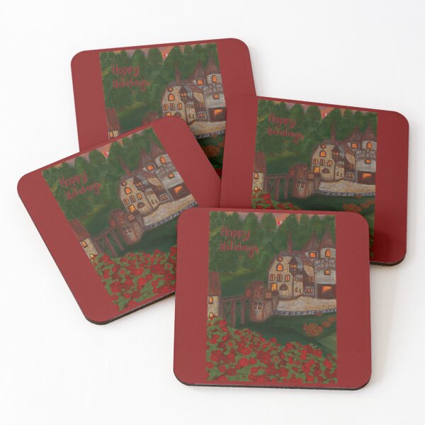 Item preview, Happy Holidays-Night Castel and red flowers designed and sold by MilcaDro.