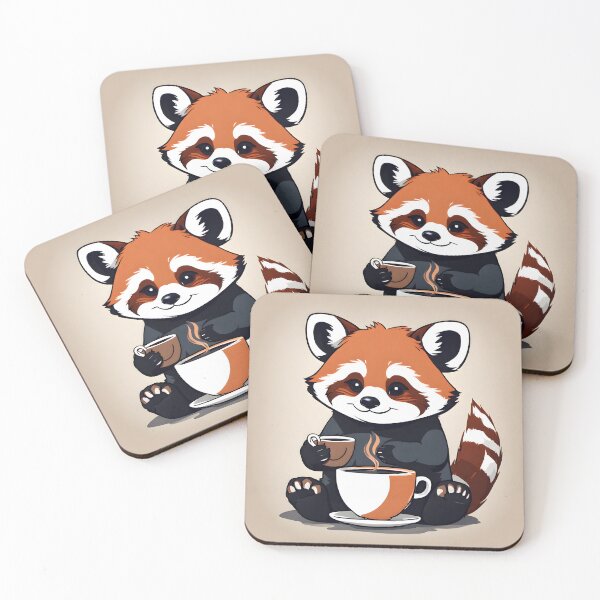 Item preview, Cute Red Panda Drinking Coffee Design  designed and sold by VisualMotivator.