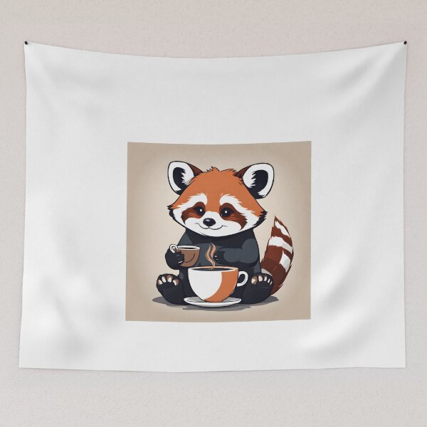 Item preview, Cute Red Panda Drinking Coffee Design  designed and sold by VisualMotivator.