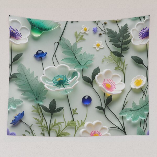 Item preview, Glassy, ​​pastel, delicate, wild 3D flowers, part 2 - expressive botanical pattern. designed and sold by My-fake-places.
