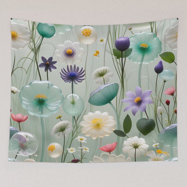 Item preview, Glassy, ​​pastel, delicate, wild 3D flowers, part 5 - expressive botanical pattern. designed and sold by My-fake-places.