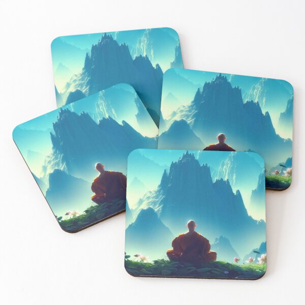 Item preview, Zen Monk meditates peace mountains nature designed and sold by shacalacah.