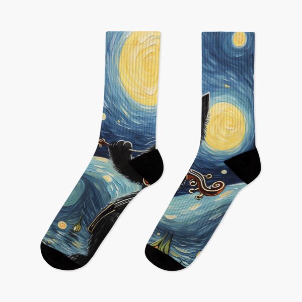 Item preview, Van gogh Starry Night Black Cat Playing Violin designed and sold by Vangoholic.