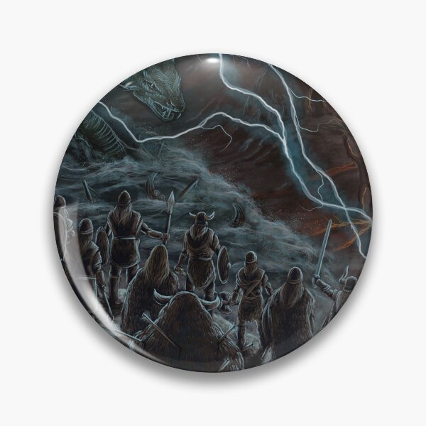 Item preview, viking warriors facing fenrir and jormungand designed and sold by MacchabeeArt.