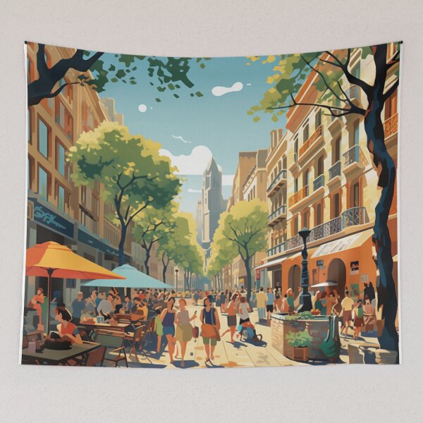 Item preview, A Vintage Travel Illustration of Barcelona - Spain  designed and sold by GoodOldVintage.