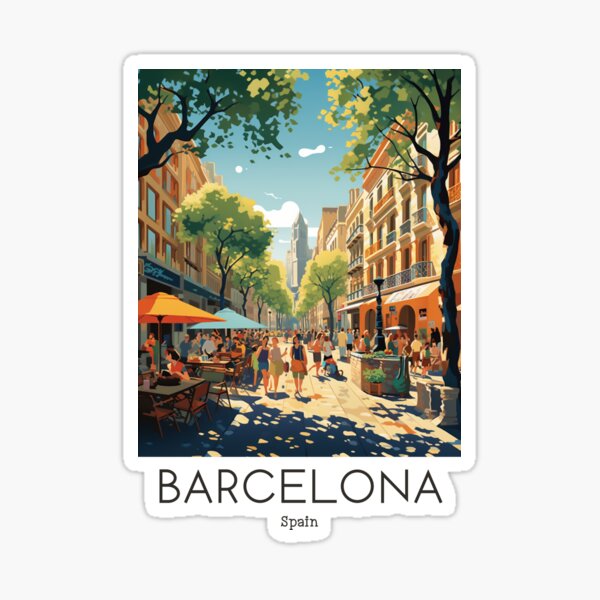 Item preview, A Vintage Travel Illustration of Barcelona - Spain  designed and sold by GoodOldVintage.