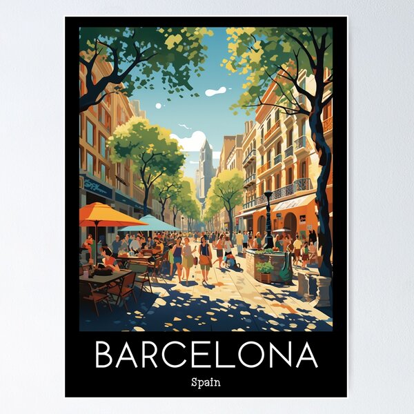 Item preview, A Vintage Travel Illustration of Barcelona - Spain  designed and sold by GoodOldVintage.
