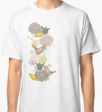 Pink Floral Potpourri Garden and Birds Classic T-Shirt
