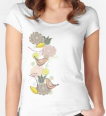Pink Floral Potpourri Garden and Birds Women's Fitted Scoop T-Shirt