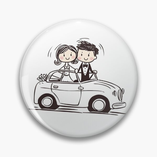 Item preview, cute couple illustration, wedding car, wedding couple vector,  designed and sold by funnycouples.